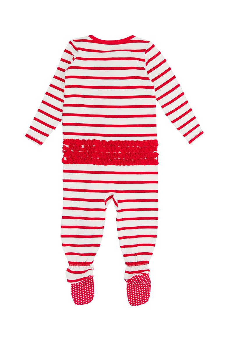 Modal Blend Ruffle One Piece Footie Pajamas, Alternate, color, Red & White Stripe