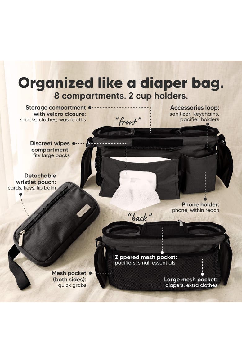 Stash Stroller Organizer, Alternate, color, Matte Black