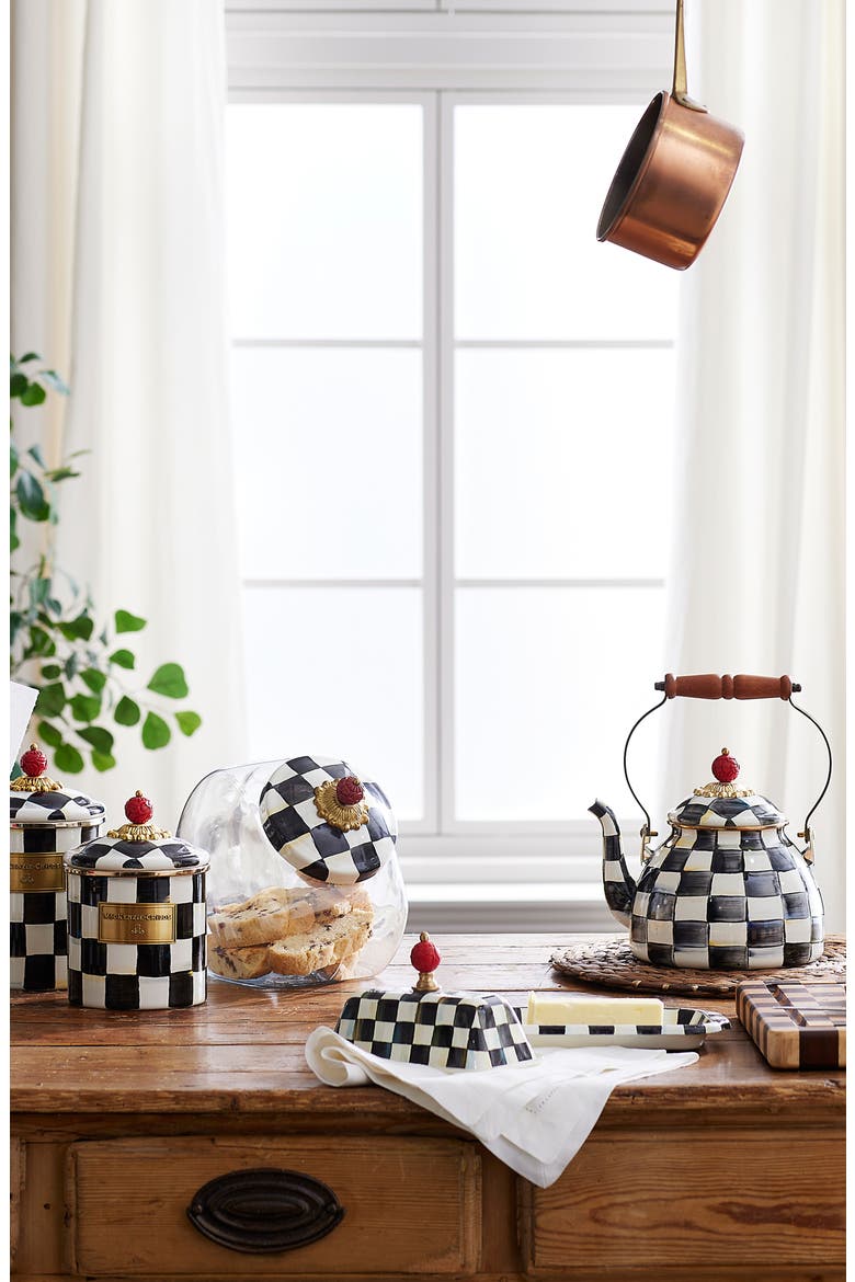 Courtly Check Enameled Steel Butter Box, Alternate, color, BLACK/ WHITE