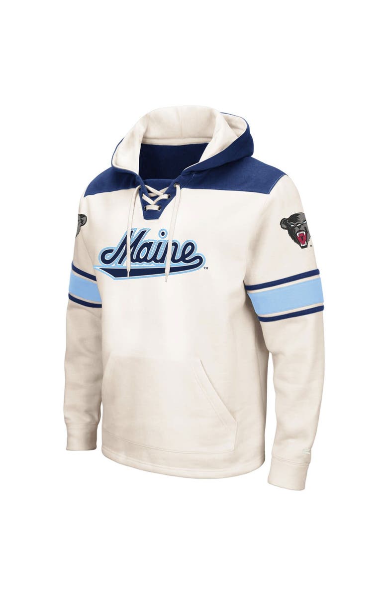 COLOSSEUM Men's Colosseum Cream Maine Black Bears 2.0 Lace-Up Pullover Hoodie, Alternate, color, Cream