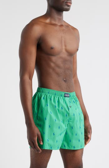 Polo Player Logo Print Woven Cotton Boxers