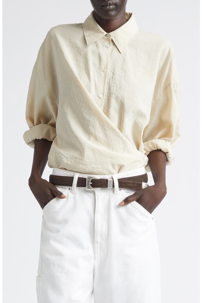 Twisted Silk Blend Shirt, Main, color, OAT MILK