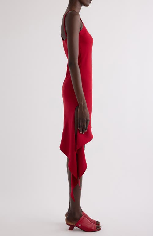 Shop Courrèges Knot Crepe Asymmetric Minidress In Ruby