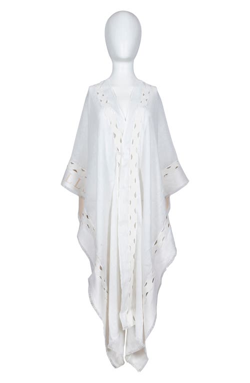 Allsaints Clarissa Logo Trim Rickrack Linen Blend Ruana In White
