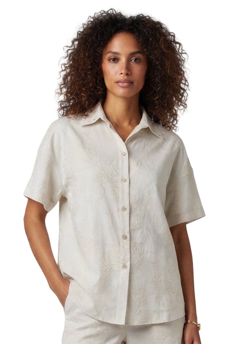 Paisley Explosion Womens Relaxed Linen Printed Shirt, Main, color, PAISLEY EXPLOSION IVORY