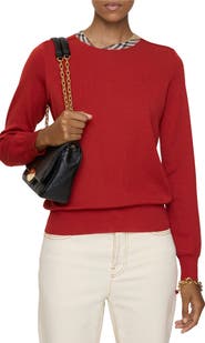 Burberry Check Trim Wool Sweater