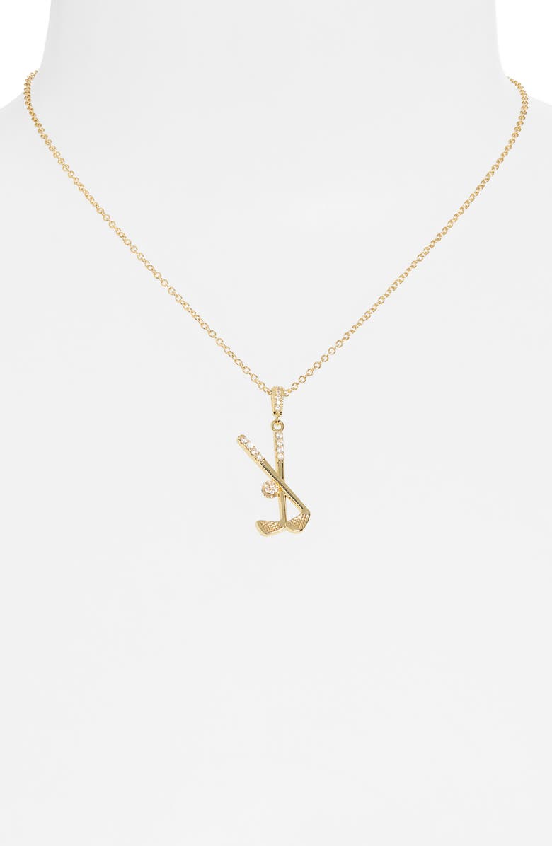Leith Pavé CZ Golf Club Pendant Necklace, Alternate, color, Clear- Gold