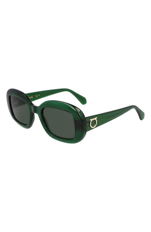 Ferragamo Gancini 51mm Oval Sunglasses In Transparent Green