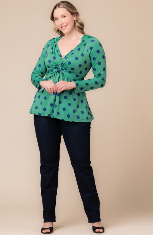 Kiyonna Abigail Long Sleeve Twist Front Top In Green