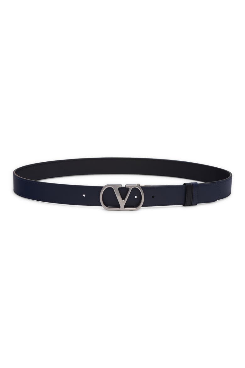 VLOGO Reversible Leather Belt, Main, color, BLACK/ BLUE