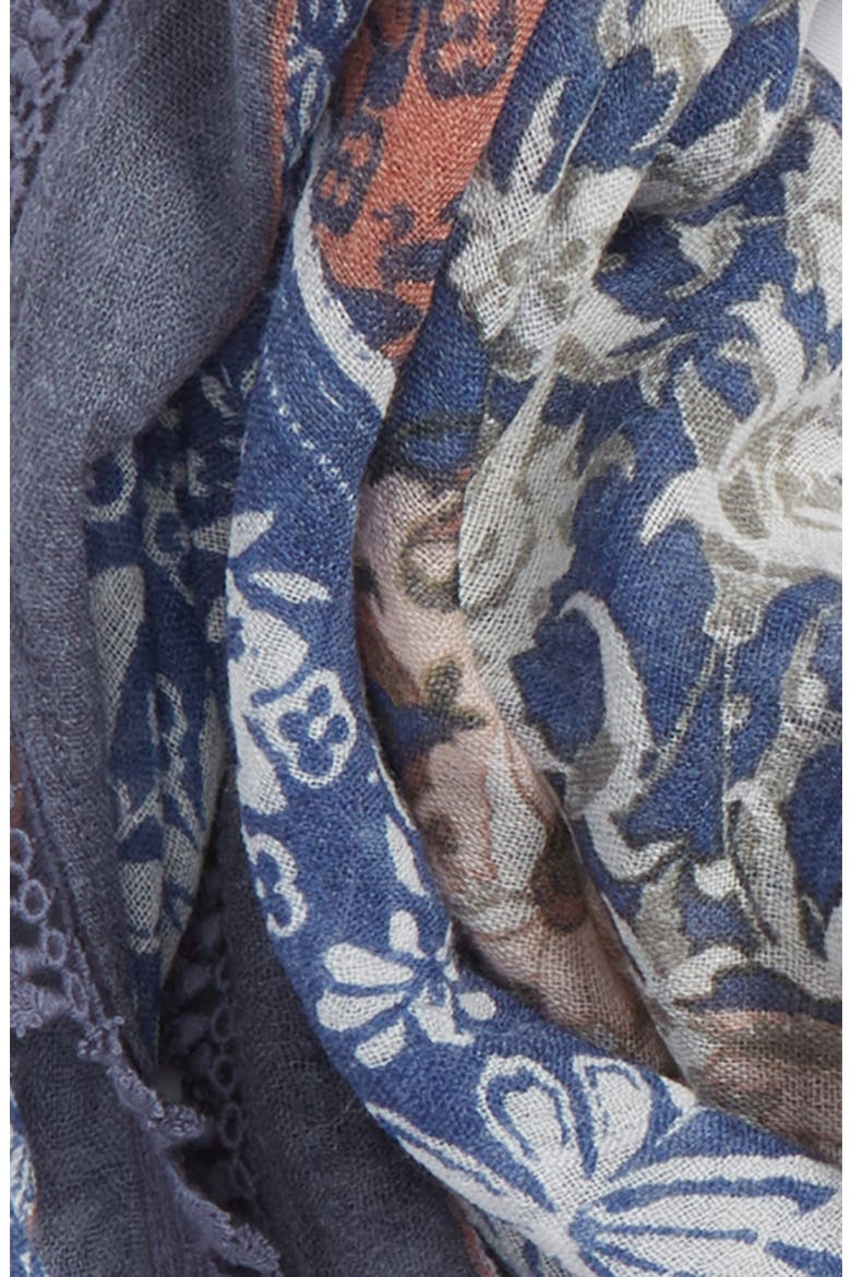 Floral Fringe Scarf, Alternate, color, BLUE MARCHE VINTAGE