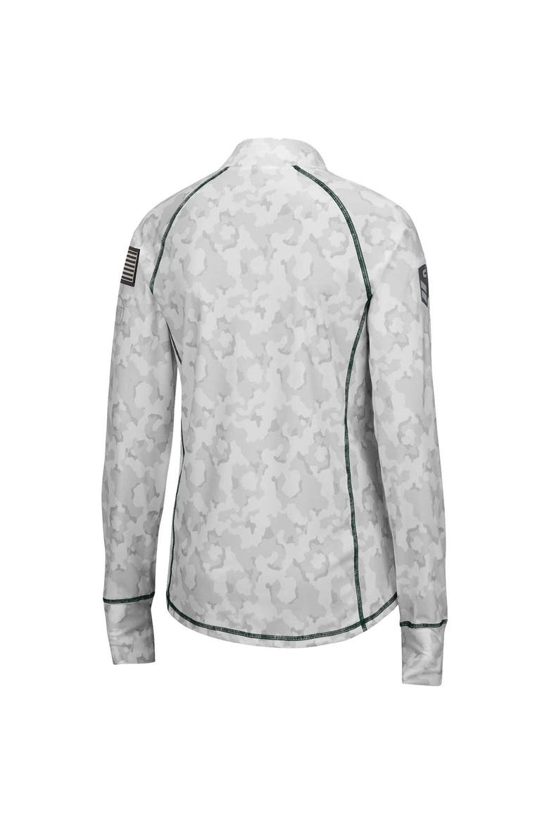 Women's Colosseum White Michigan State Spartans OHT Military Appreciation Officer Arctic Camo Fitted Lightweight 1/4-Zip Jacket, Alternate, color, White