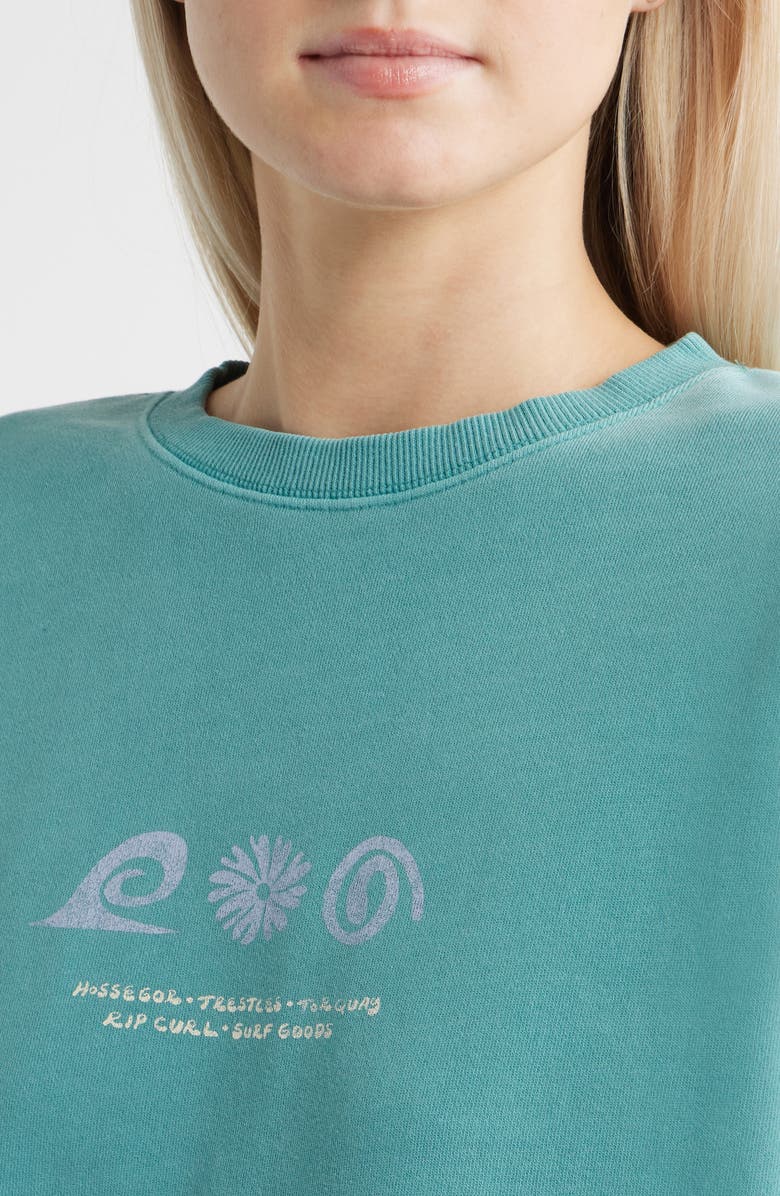 Rip Curl Sunset Surf Relaxed Cotton Graphic Sweatshirt, Alternate, color, Dusty Turquoise