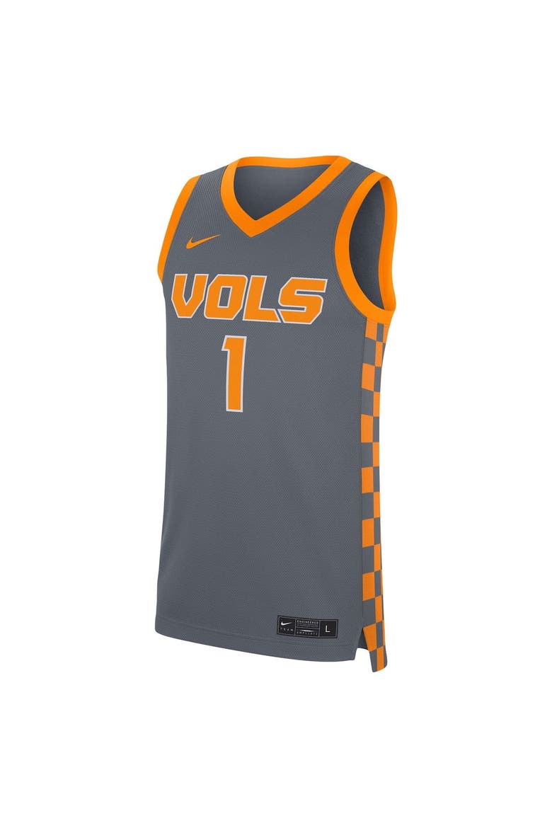 Men's Nike #1 Gray Tennessee Volunteers Replica Jersey, Alternate, color, Gray