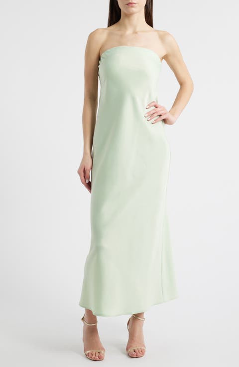 Madelyn Strapless Bias Cut Satin Dress