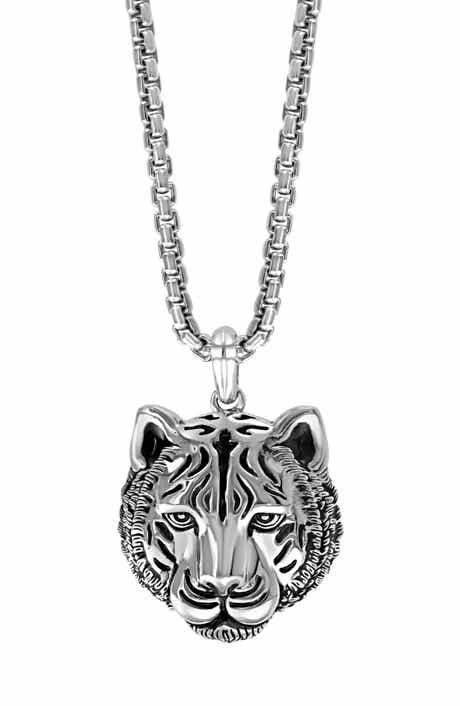EFFY Men's Sterling Silver Tiger Pendant Necklace