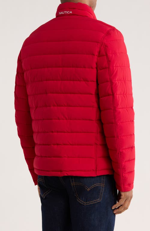 Nautica Water Resistant Reversible Puffer Jacket In Red