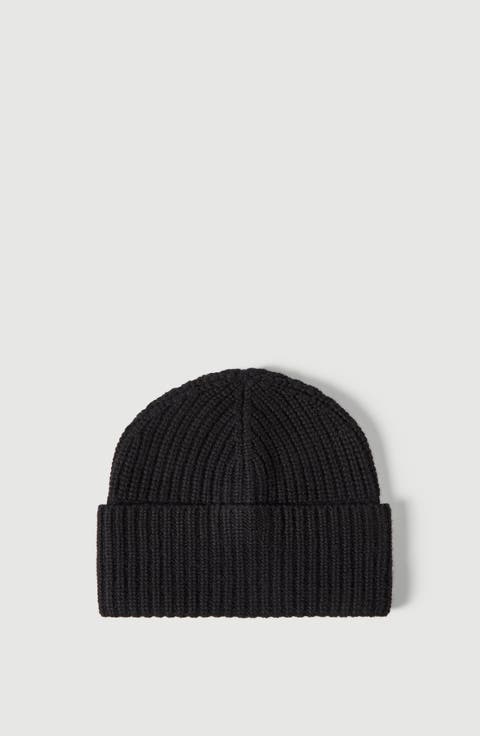 Cashmere English rib knit beanie