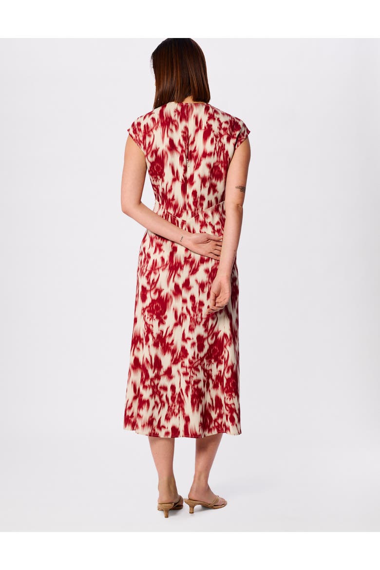 Blurred Floral Crepe Dress, Alternate, color, Red/Multi