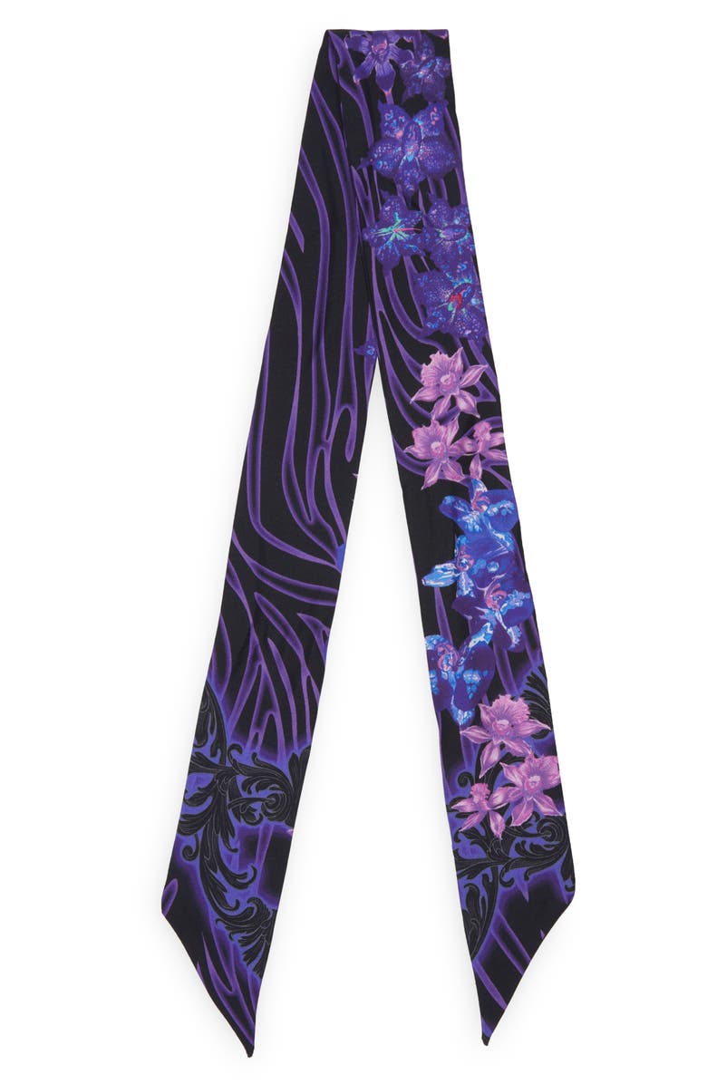 Versace Orchid Barocco Silk Twilly, Main, color, 
