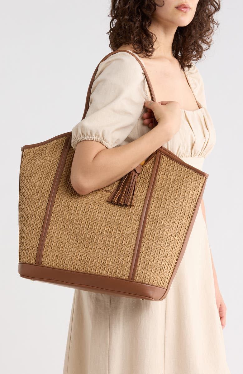 Steve Madden Belliot Tote, Alternate, color, Natural Raffia /Natural Pebble