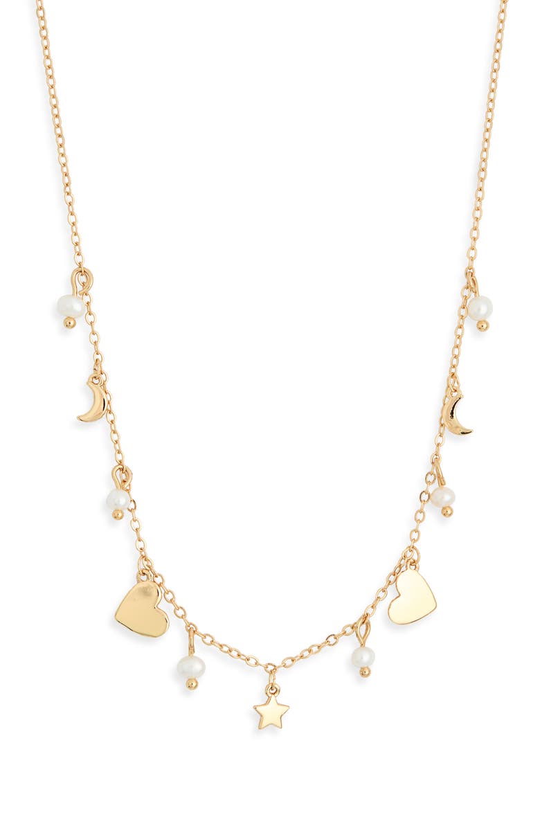 Leith Cubic Zirconia Star & Heart Necklace, Alternate, color, Clear- White- Gold