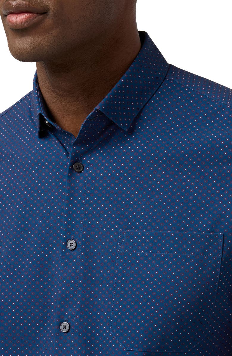 Mizzen+Main Leeward Trim Fit Midnight Navy Micro Gem Short Sleeve Button-Up Shirt, Alternate, color, Midnight Navy Micro Gem