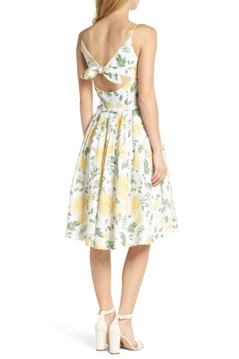 Abigail Painted Aster Fit & Flare Sundress, Alternate, color, ECRU MAIZE