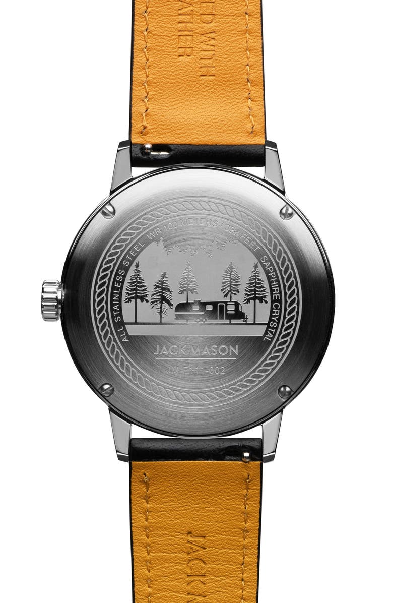 Jack Mason Field Sub Second Leather Strap Watch, 42mm, Alternate, color,