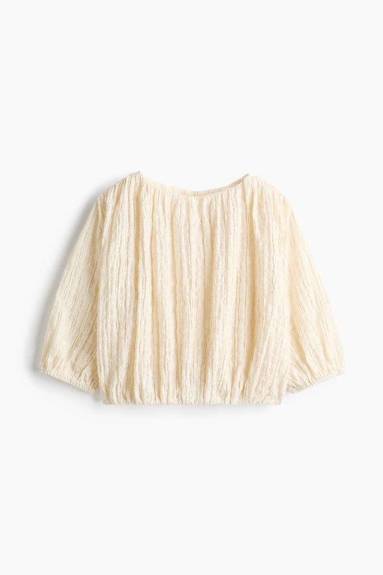 Textured Bubble-hem Blouse, Alternate, color, Cream