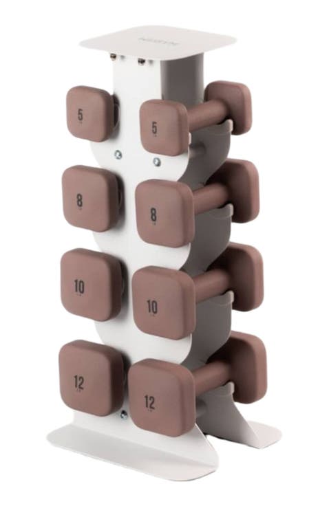 SafeGrip Dumbbells Medium Set with Dark Rack - 5, 8, 10, 12 lbs