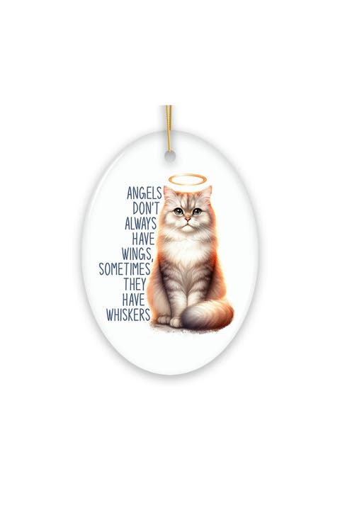 Angels With Whiskers Haloed Cat Ceramic Ornament
