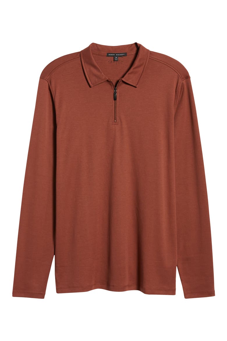 Georgia Long Sleeve Zip Polo, Alternate, color, RUST