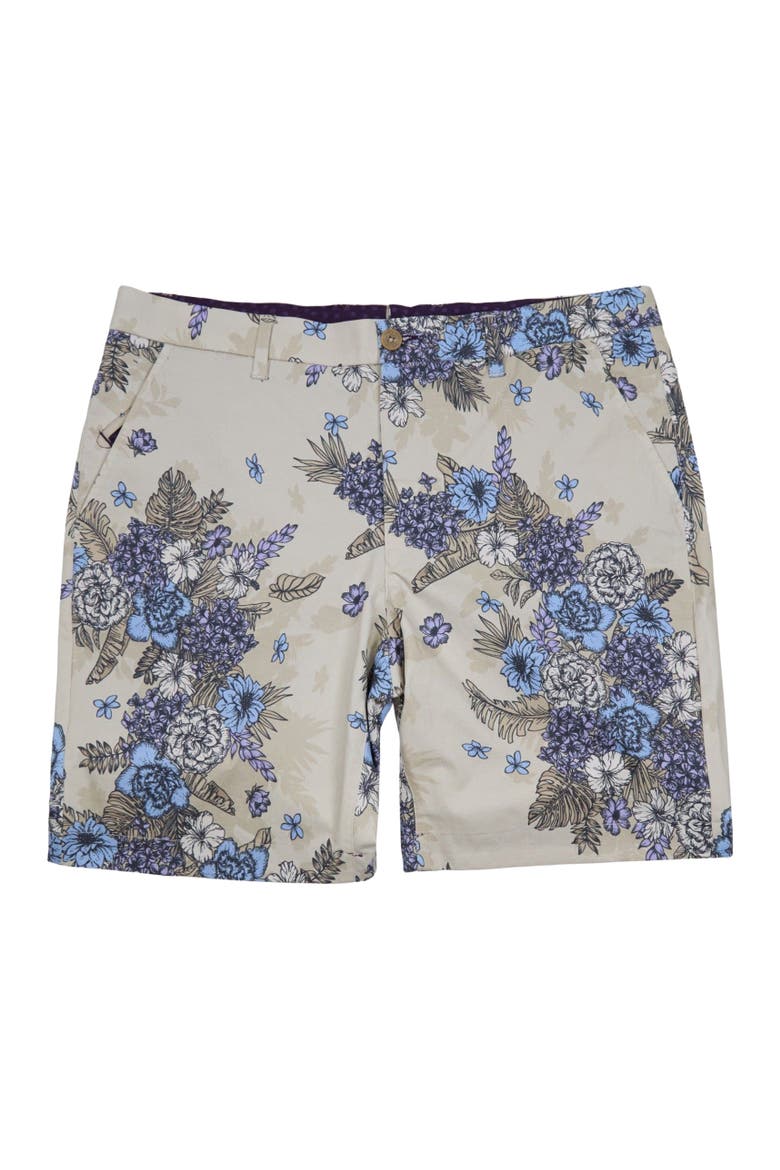 Clumped Floral Mens Flat Front Short, Alternate, color, CLUMPED FLORAL NATURAL