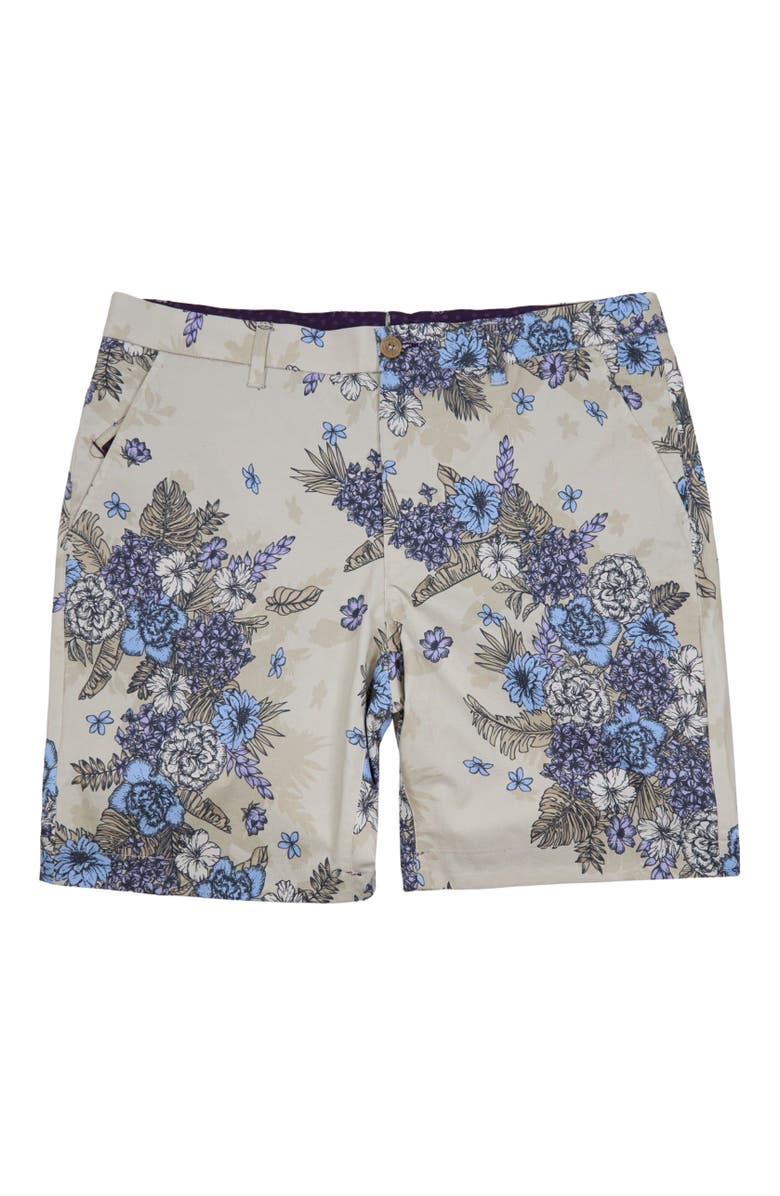 Lords of Harlech Clumped Floral Mens Flat Front Short, Alternate, color, Clumped Floral Natural