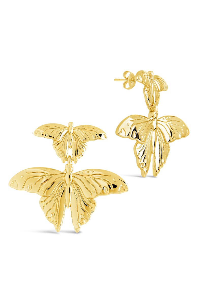 Sterling Forever Rowena Butterfly Stud Earrings, Main, color, Gold