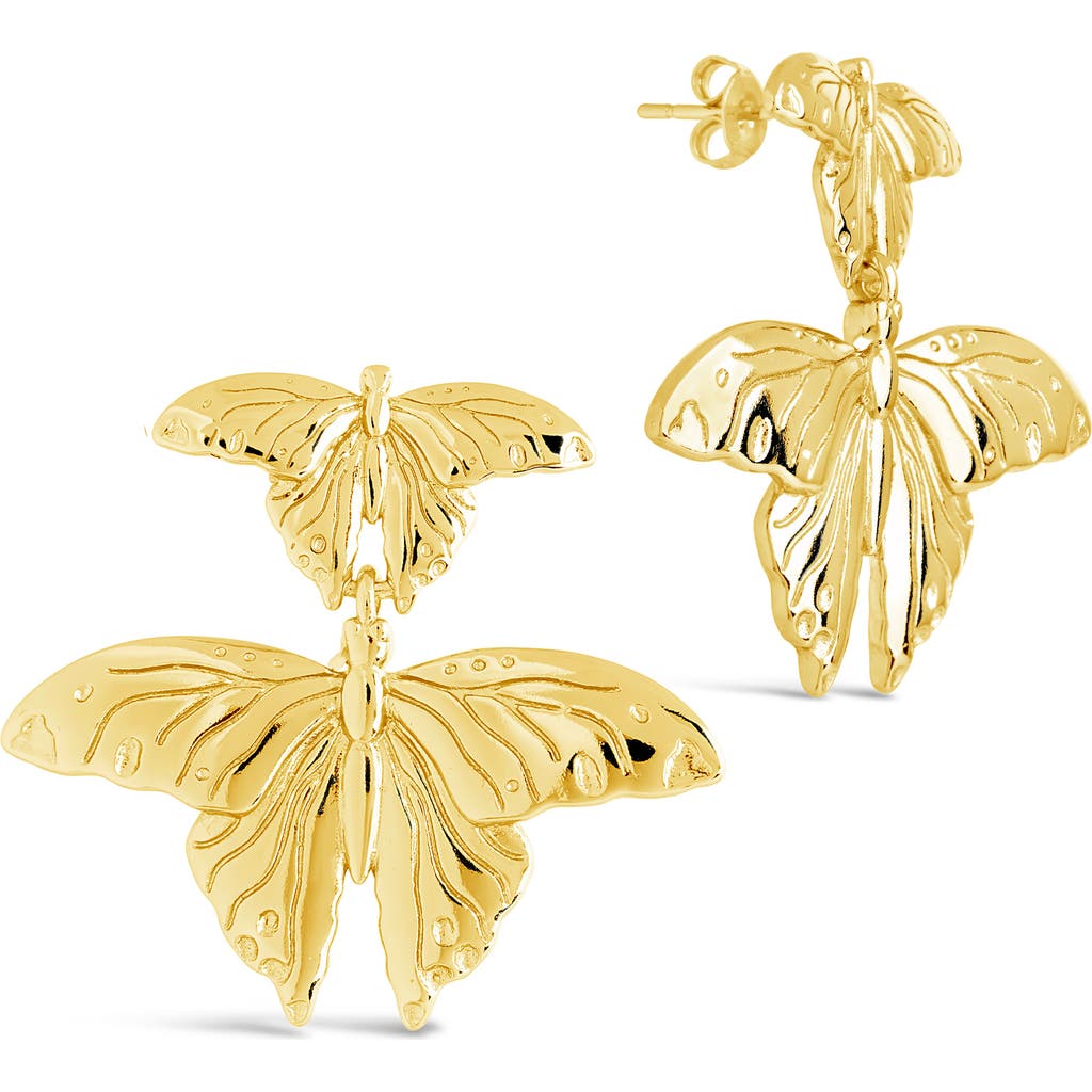 Sterling Forever Gold-tone Or Silver-tone Butterfly Rowena Drop Studs