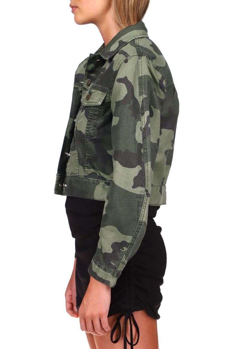 Daybreak Camo Print Linen & Cotton Blend Trucker Jacket, Alternate, color, HIKER CAMO