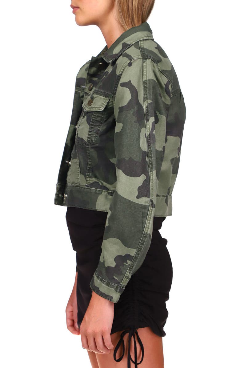 Sanctuary Daybreak Camo Print Linen & Cotton Blend Trucker Jacket, Alternate, color,