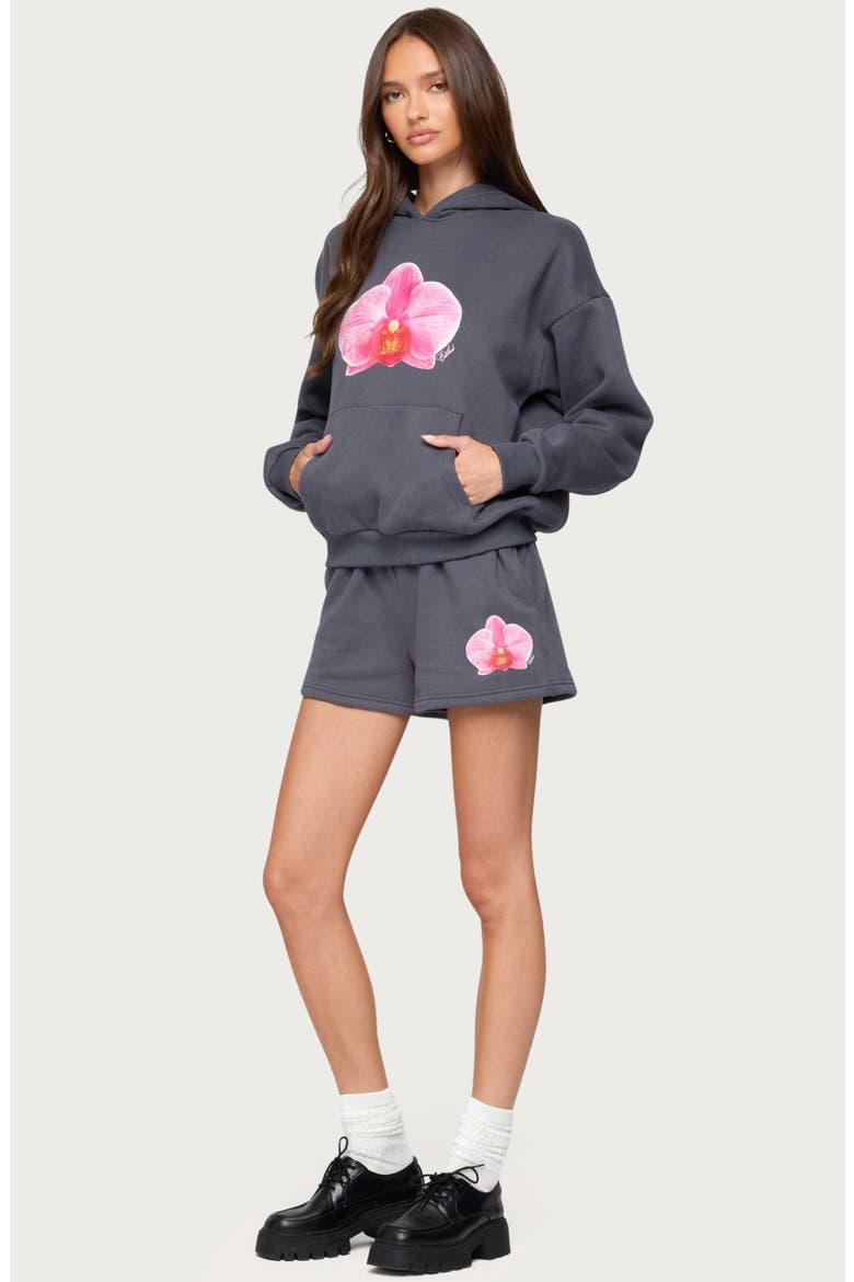 Orchid Babe Fleece Sweatshorts, Alternate, color, DARK-GRAY