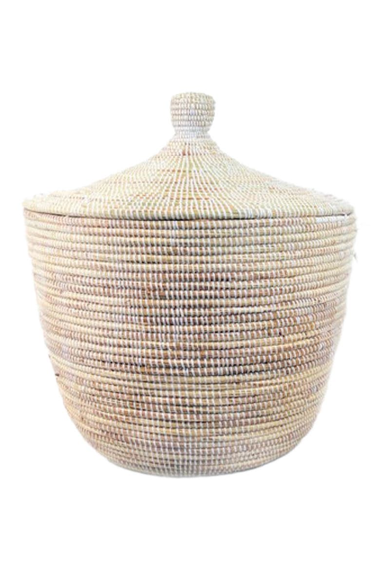 Dou Lid Storage Basket Monochrome Low Storage, Main, color, White