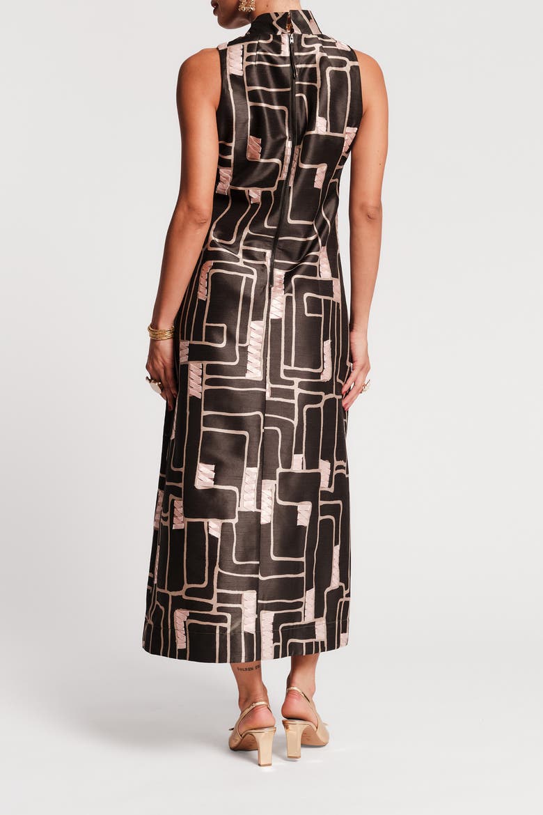 Carlyle Maxi Dress Topiary Maze, Alternate, color, Olive/Pink