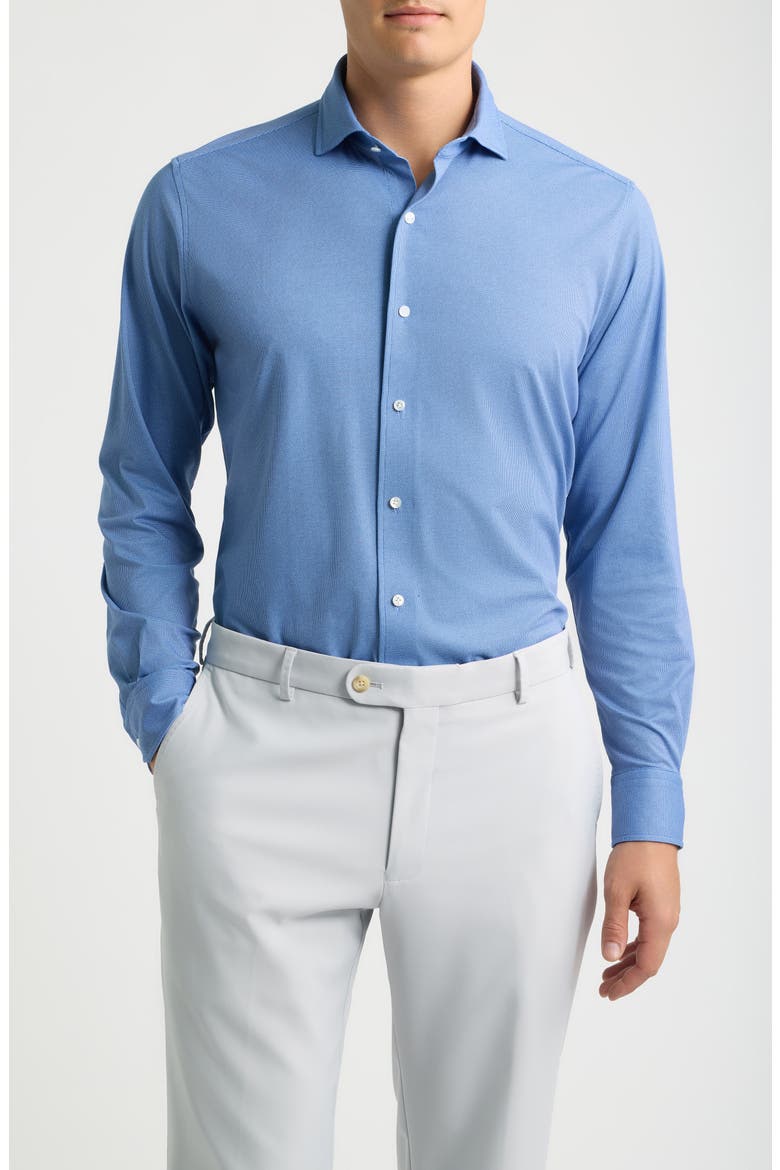 Excursionist Flex Tailored Fit Microprint Wrinkle Resistant Button-Up Shirt, Main, color, WINDY BLUE
