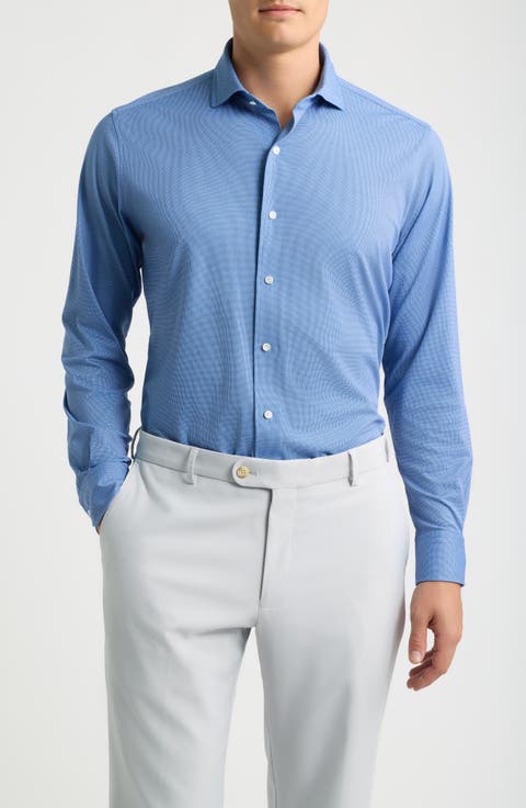 Excursionist Flex Tailored Fit Microprint Wrinkle Resistant Button-Up Shirt