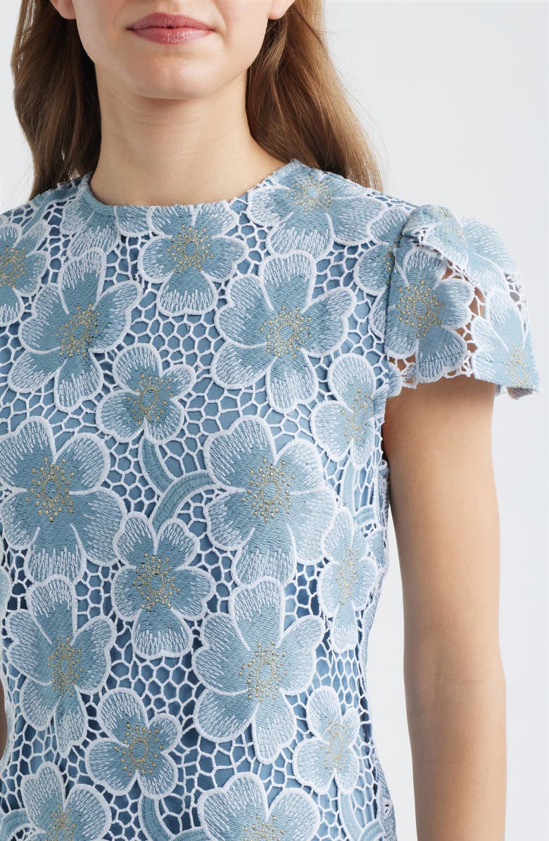 ZOE AND CLAIRE Floral Lace Cap Sleeve Dress, Alternate, color, Blue