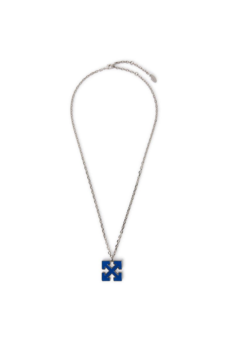 Men's Blue Enamel Arrow Necklace, Main, color, Silver
