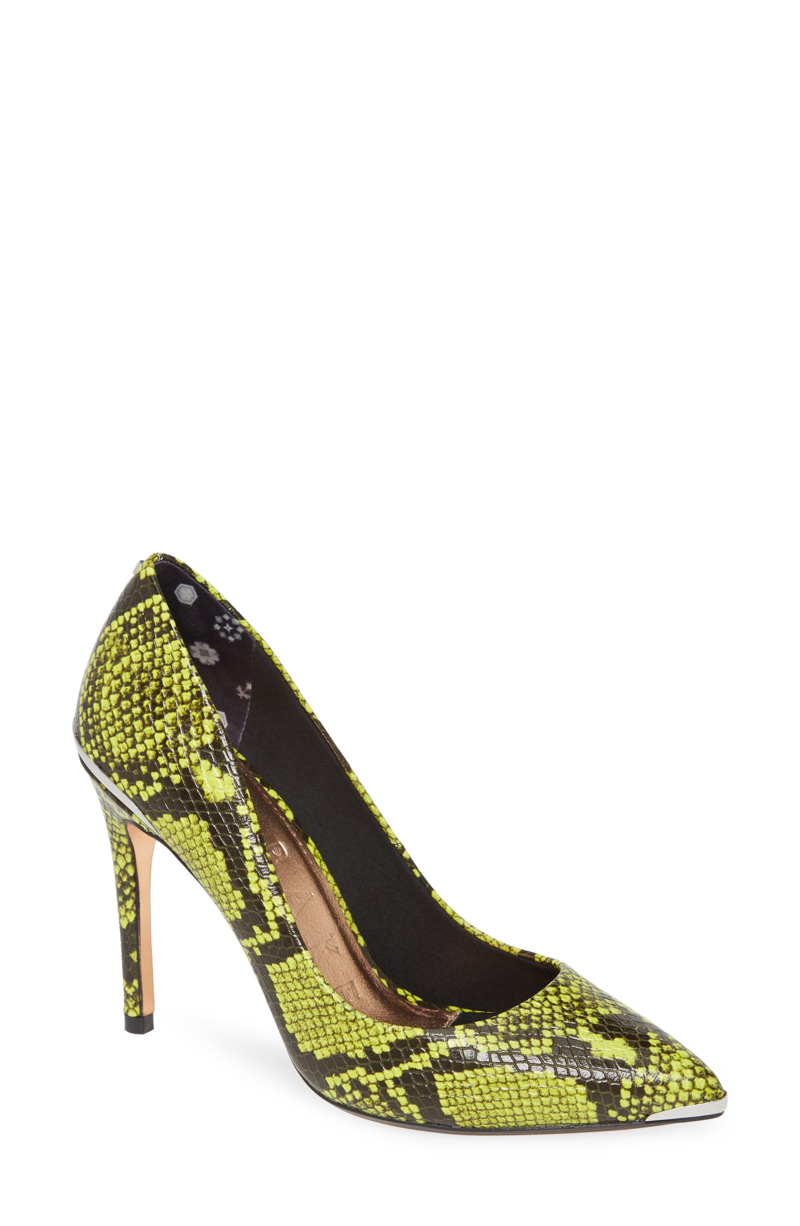 Izibelos Pointed Toe Pump, Main, color, YELLOW EMBOSSED LEATHER