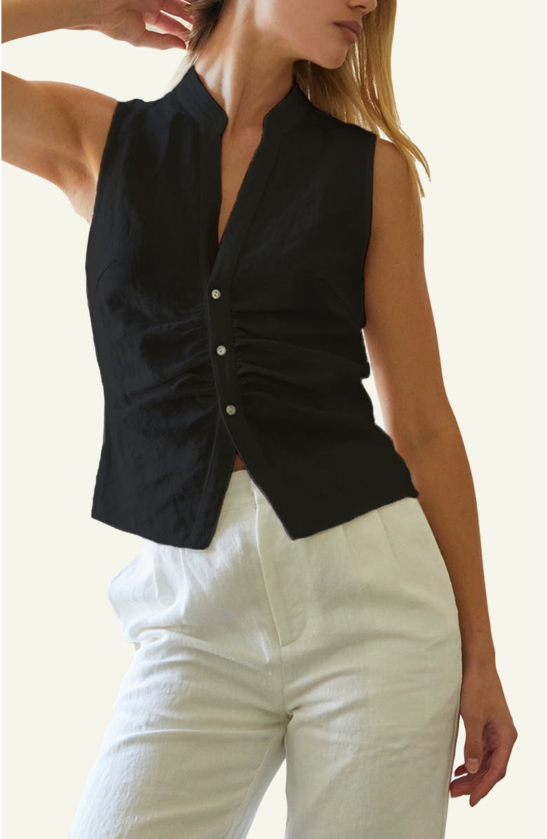 CRESCENT Sleeveless Mandarin Collar Blouse Top, Main, color, 