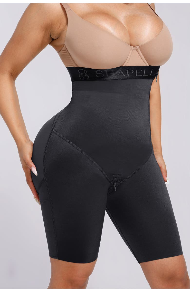 Shapellx High Waist Sculpting Shorts with Side Zip, Alternate, color, Black