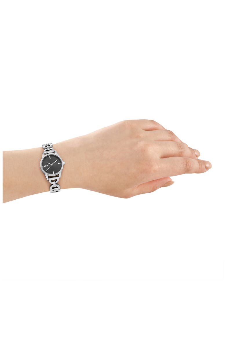 Open Link Bracelet Watch, 26mm, Alternate, color, BLACK